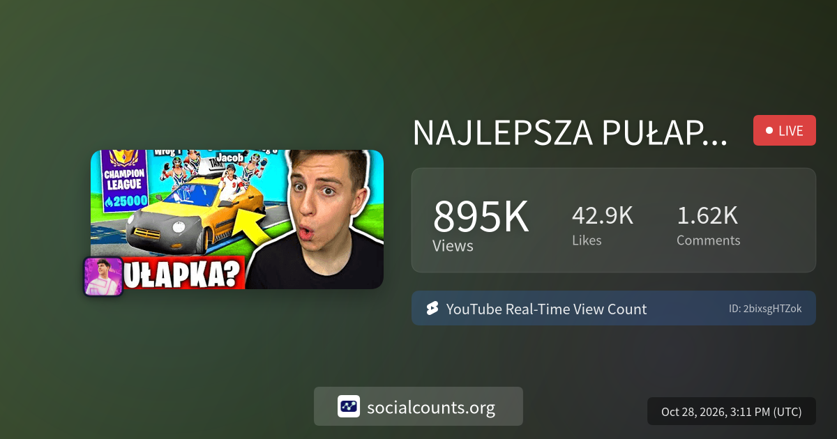 NAJLEPSZA PUŁAPKA w Fortnite | Real-Time YouTube Live View Count ...