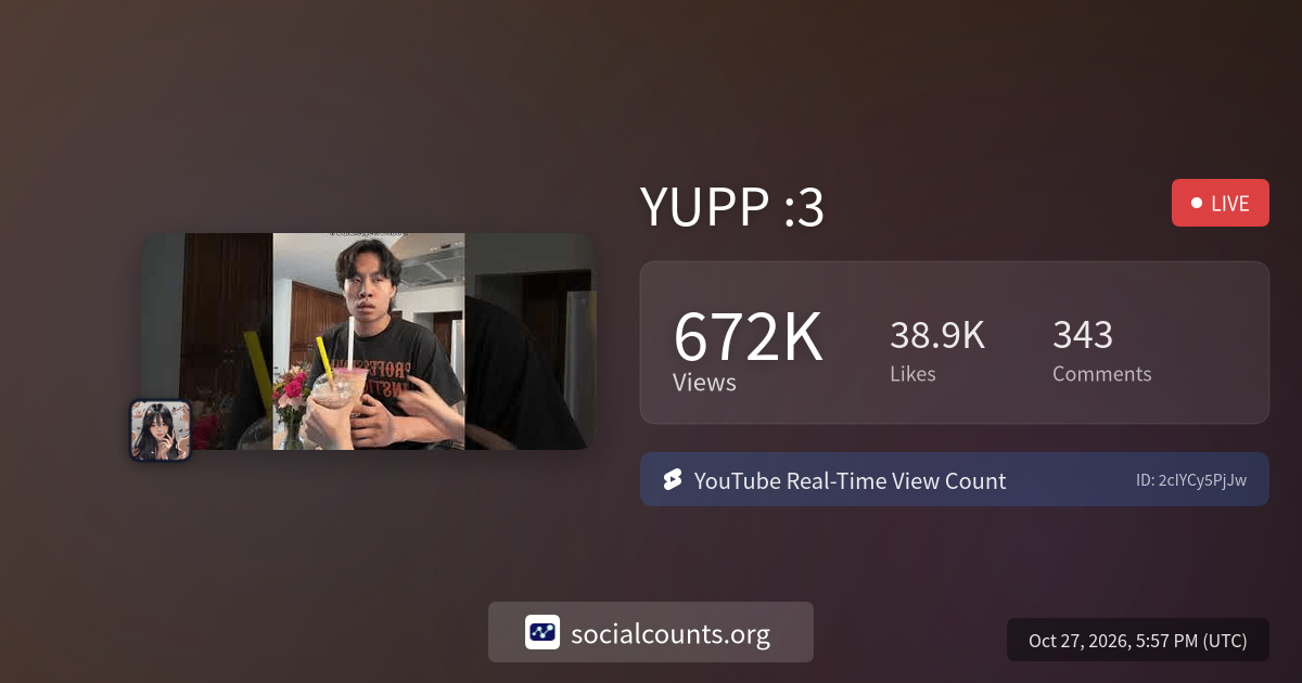 YUPP :3 | Real-Time YouTube Live View Count | SocialCounts.org