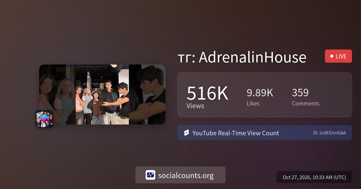 тг: AdrenalinHouse | Real-Time YouTube Live View Count | SocialCounts.org