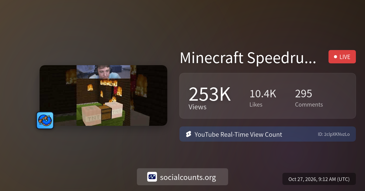 Minecraft Speedrun... | Real-Time YouTube Live View Count ...