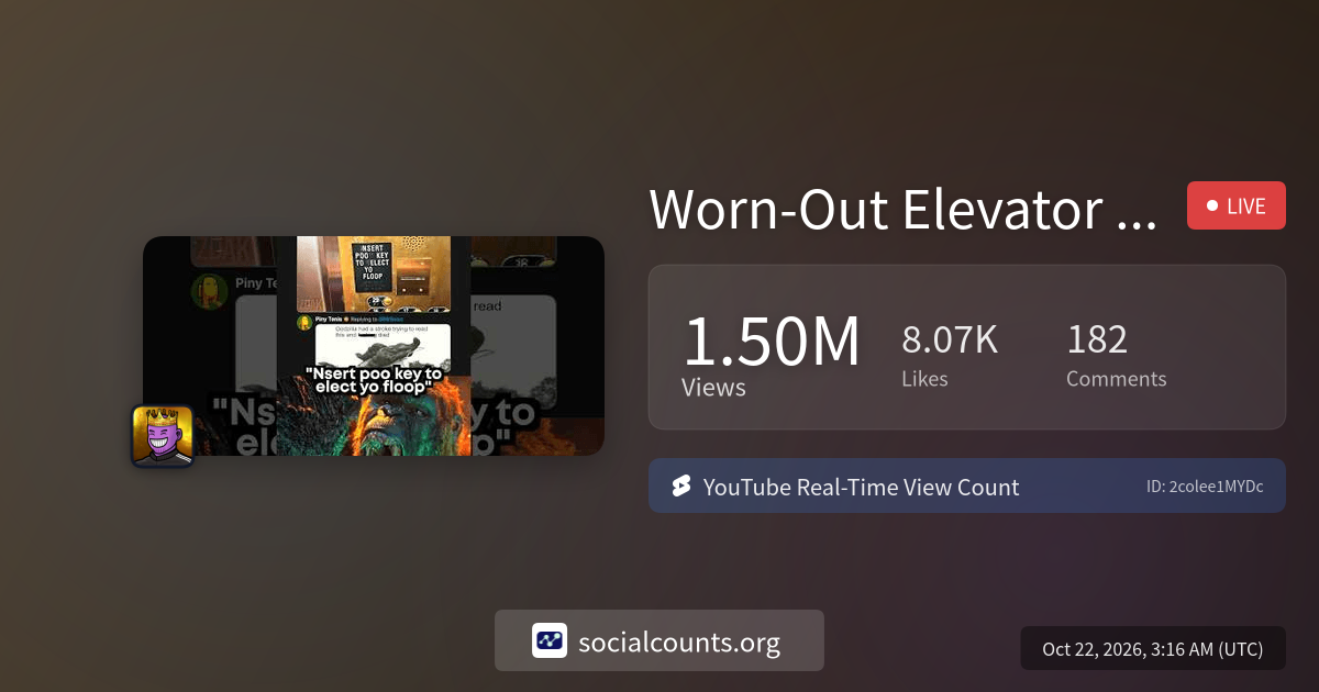 Worn-Out Elevator Sign 🥀 | Real-Time YouTube Live View Count ...