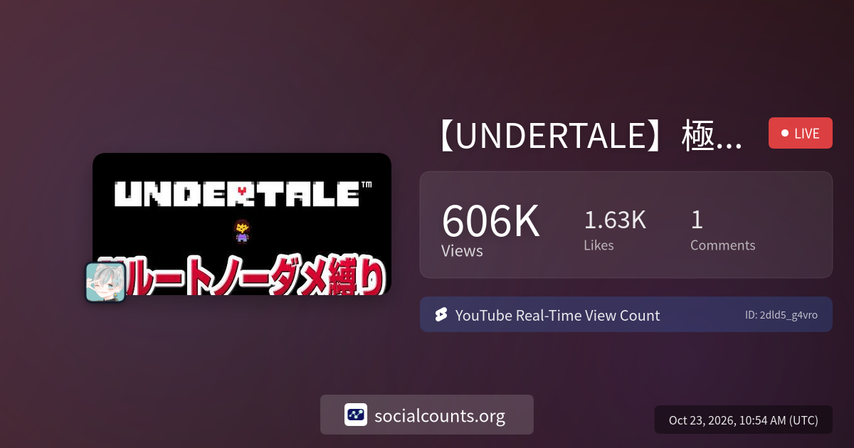 【UNDERTALE】極やりこみ『ノーダメ縛り』52日目 | Real-Time YouTube Live View Count ...