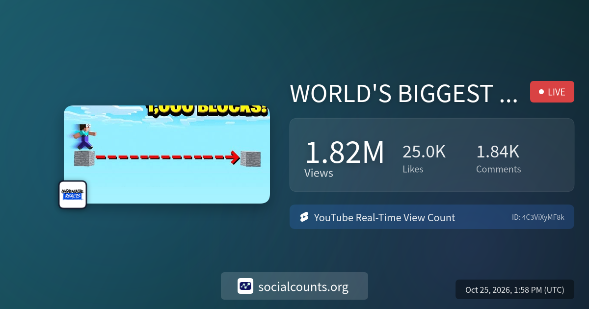 WORLD'S BIGGEST MINECRAFT JUMP! (1,000 BLOCKS) | Real-Time YouTube Live ...