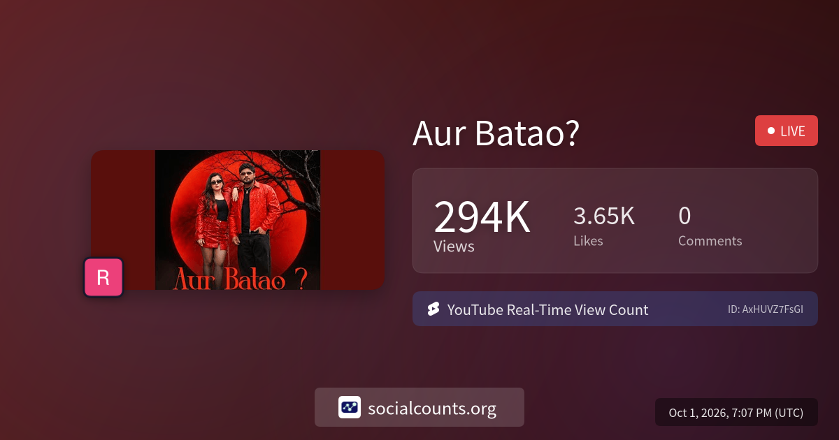 Aur Batao? | Real-Time YouTube Live View Count | SocialCounts.org