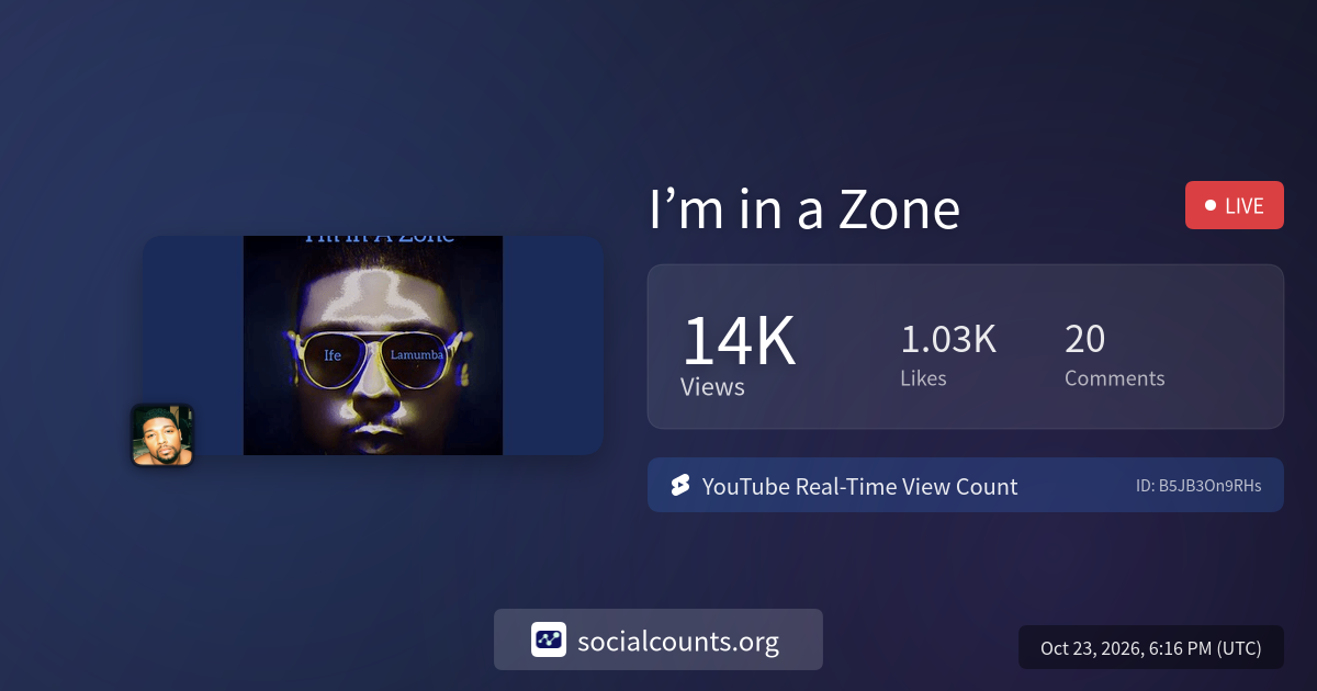 I’m in a Zone | Real-Time YouTube Live View Count | SocialCounts.org