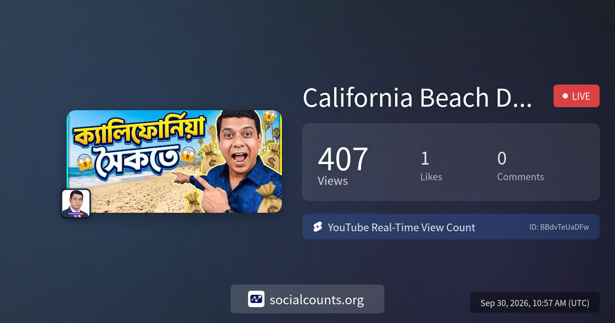 California Beach Day: Pacific Ocean | Real-Time YouTube Live View Count ...