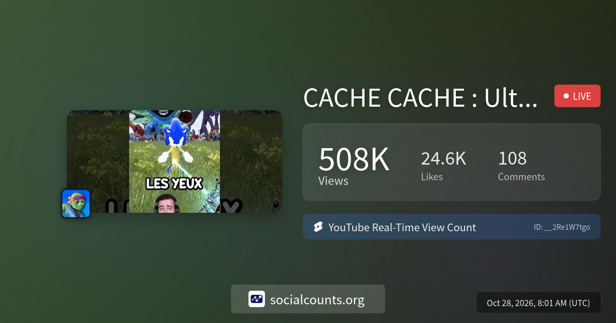 CACHE CACHE : Ultra Difficile ! | Real-Time YouTube Live View Count ...