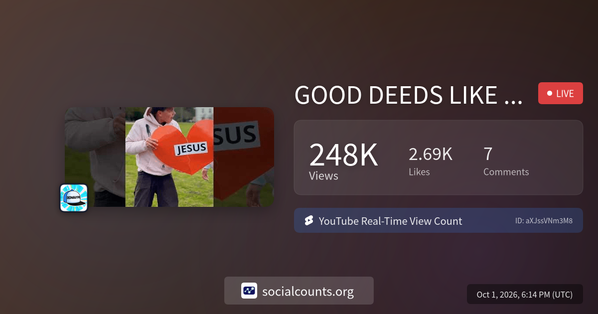 GOOD DEEDS LIKE A BOOMERANG 🪃 | Real-Time YouTube Live View Count ...