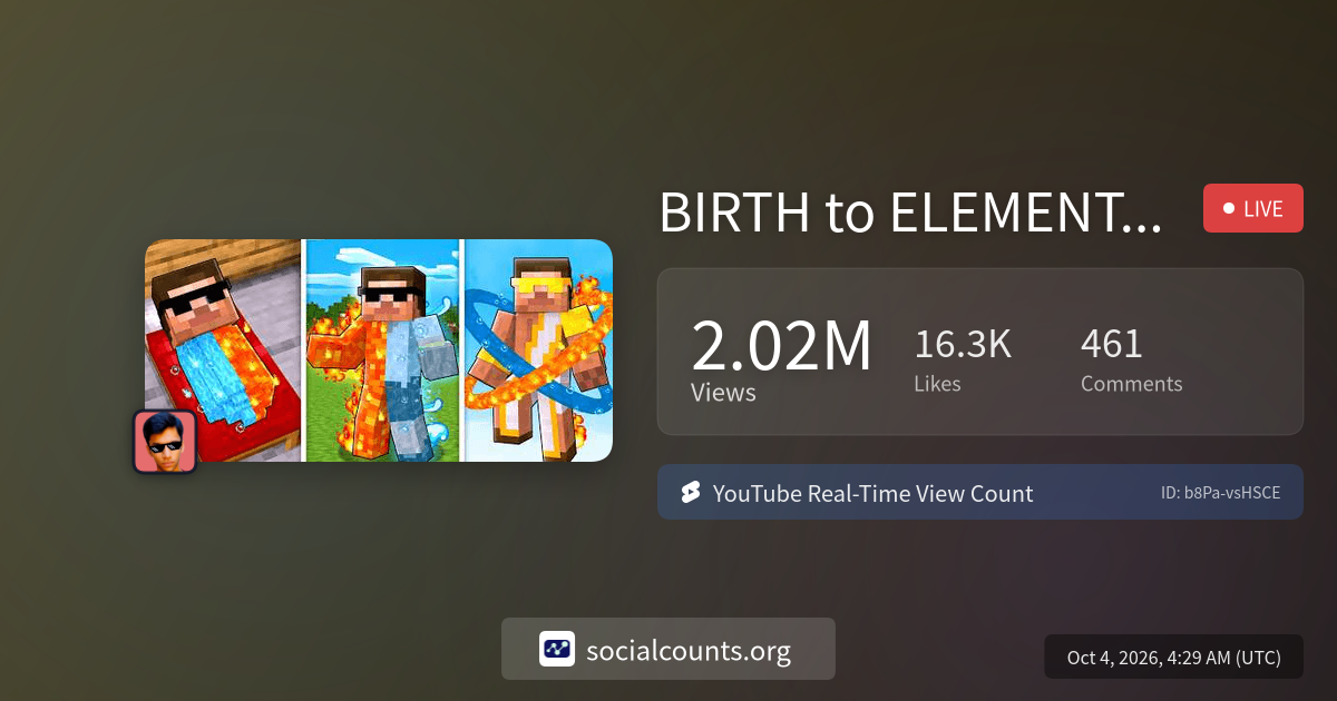 BIRTH To ELEMENTAL In Minecraft Real Time YouTube Live View Count 